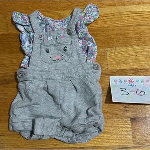 Carter's Gray Overalls with Floral Print Top